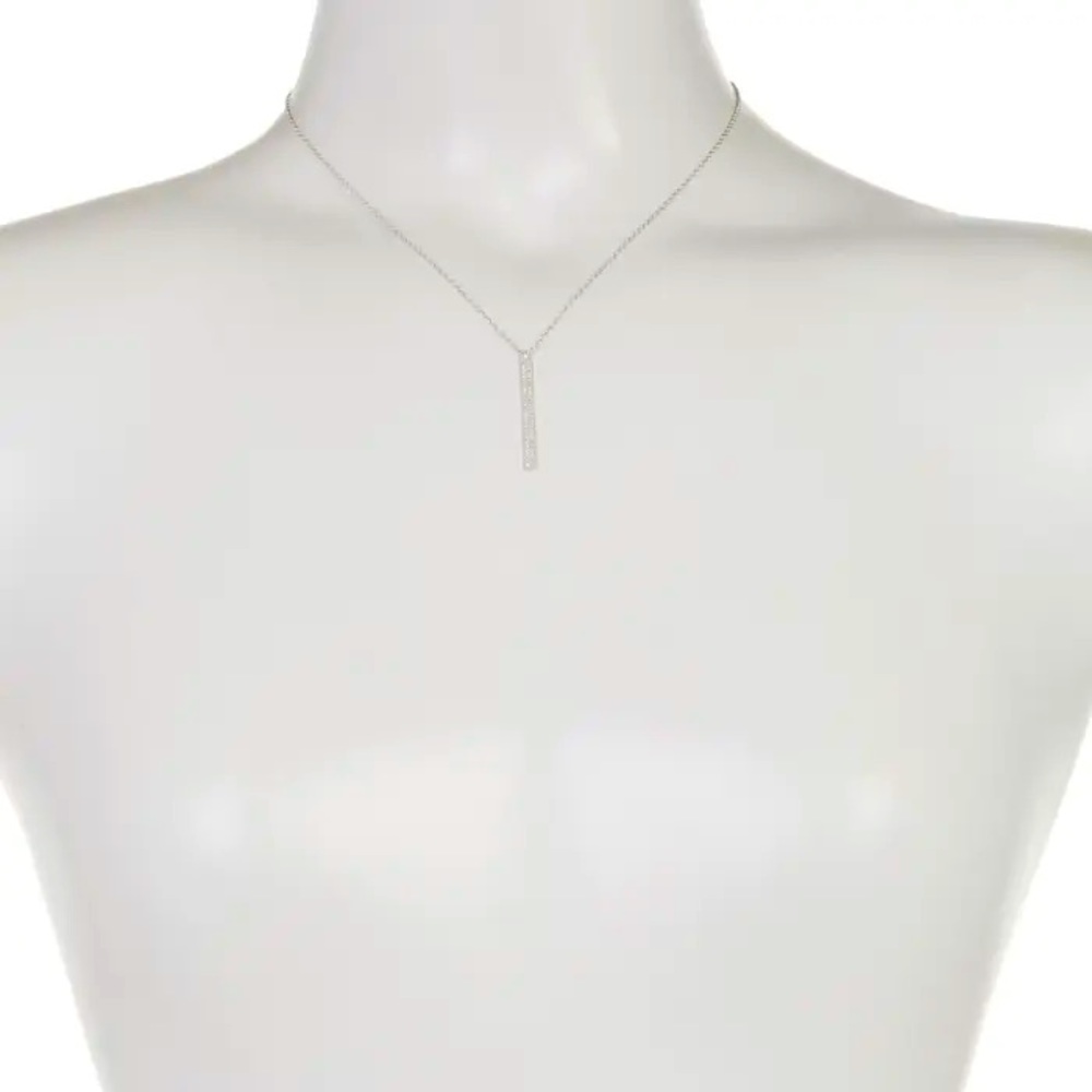 ADORNIA Silver Swarovski Accented BarDrop Necklace
